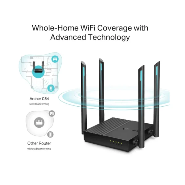 TP-Link Archer C64 Wireless & Ethernet Dual-Band AC1200 Mbps Gigabit Router - Image 2